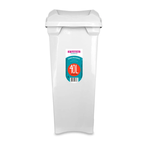 BASURERO CON TAPA VAIVEN DE 40lts BLANCO