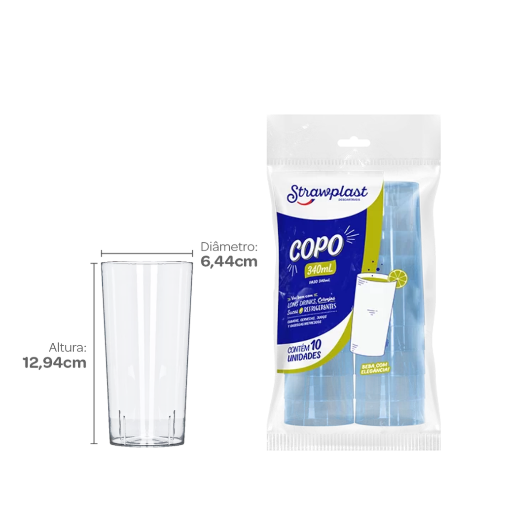 VASO 340ml TRANSPARENTE PS (1/10)