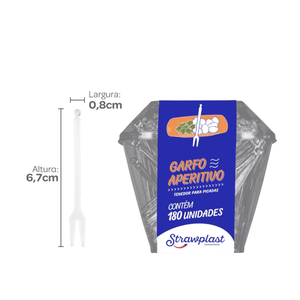 PINCHO TENEDOR 6,7CM TRANSPARENTE PS PAQ. X 180 UNID