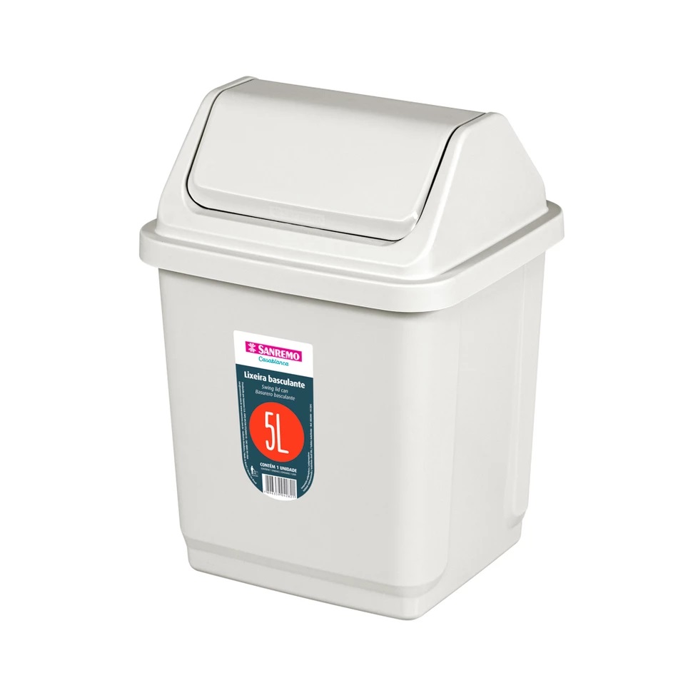 BASURERO 5lts TAPA VAIVEN BEIGE