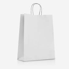 Bolsa de papel blanca con asa 26x35x12 cm