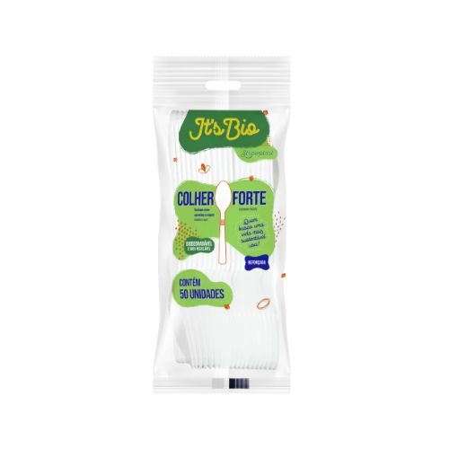 CUCHARA FUERTE BLANCA BIO 15,5CM PAQ. X 50 UNID
