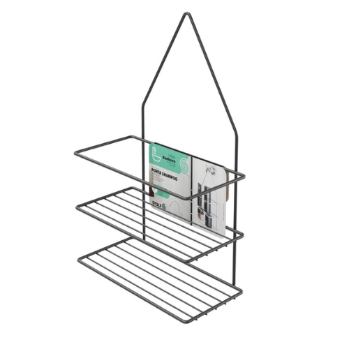ESTANTE DOBLE PARA BAÑO 22,6 X 11 X 36,2 CM NEGRO