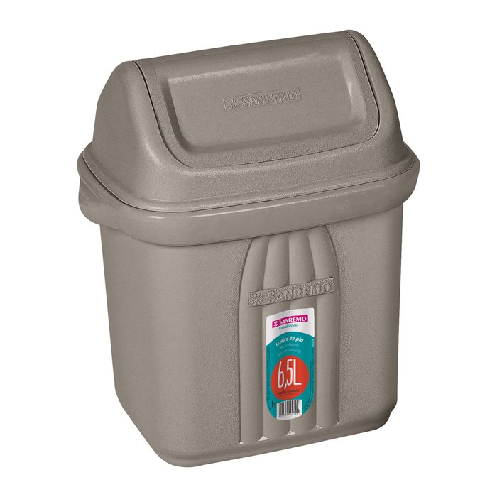 BASURERO 6,6lts TAPA VAIVEN GRIS