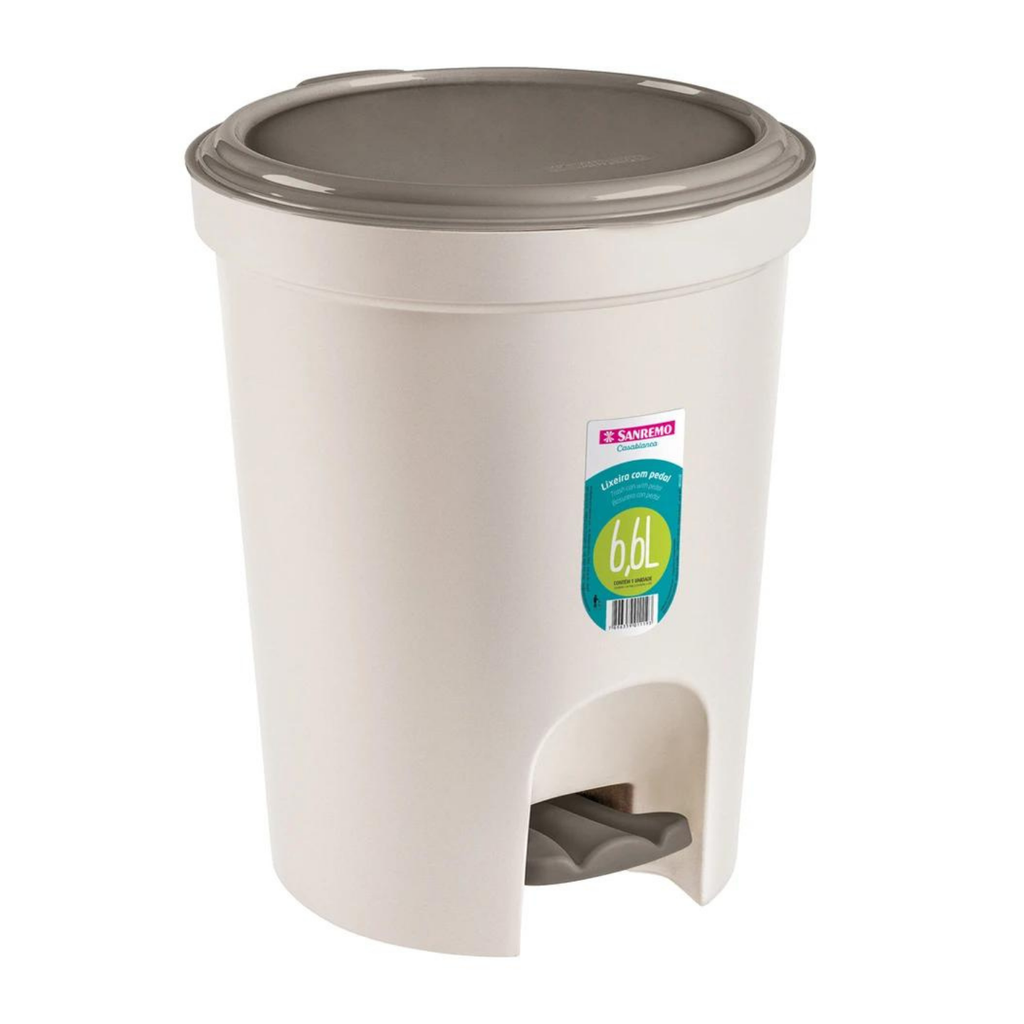 BASURERO 6,6lts TAPA Y PEDAL BEIGE