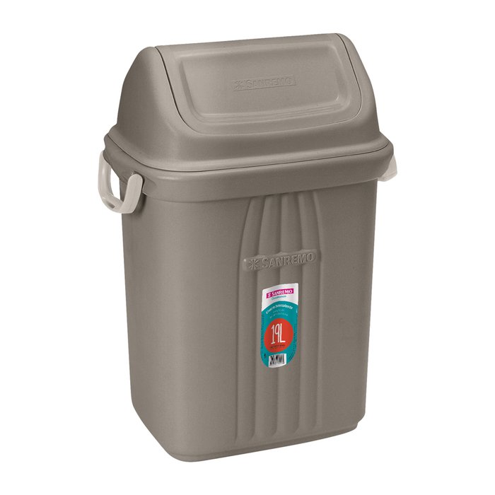 BASURERO CON TAPA DE 19lts - GRIS