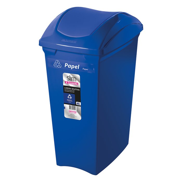BASURERO CON TAPA VAIVEN DE 40lts AZUL