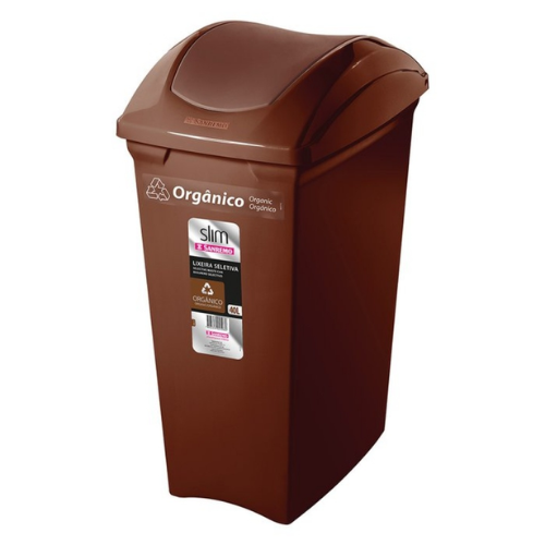 BASURERO 40lts TAPA VAIVEN MARRON