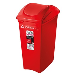 [SR64/22] BASURERO CON TAPA VAIVÉN DE 40lts ROJO